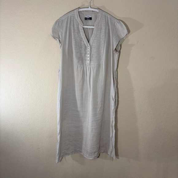 capricci Dresses & Skirts - Capricci Linen Midi Dress Women Sz L Beige Cottage Boho Romantic Vacation Italy